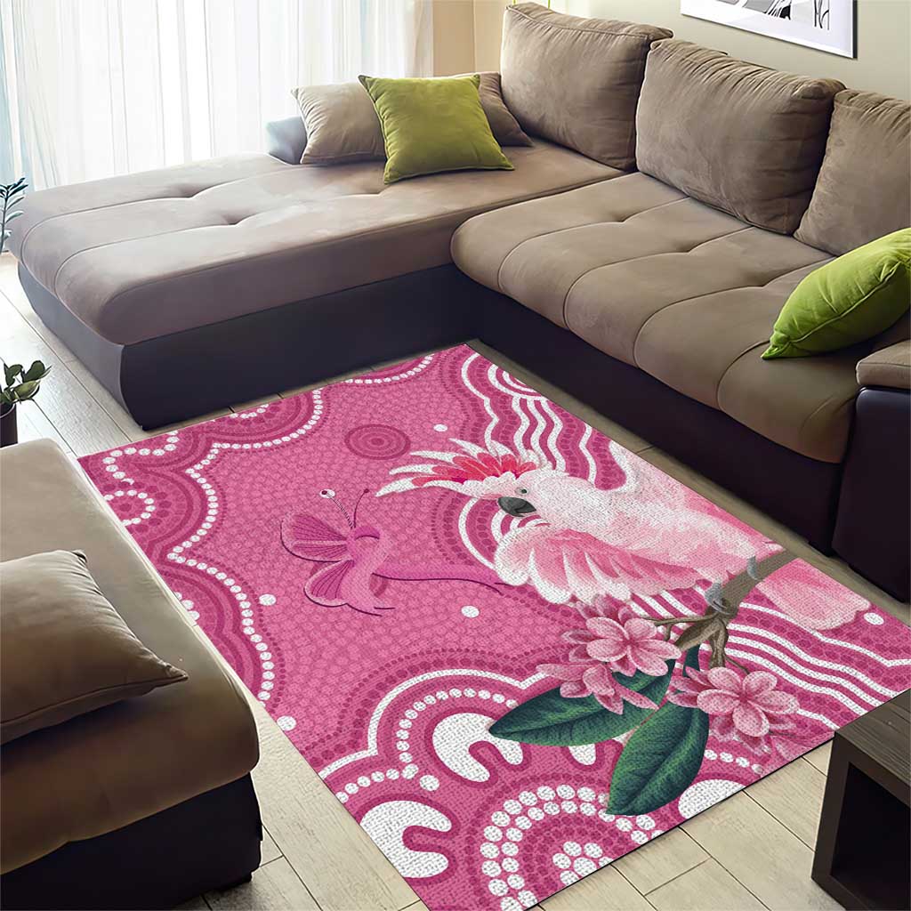 Australia Breast Cancer Awareness Area Rug Pink Cockatoo Ribbon Aboriginal Art - Aussie Hoodie