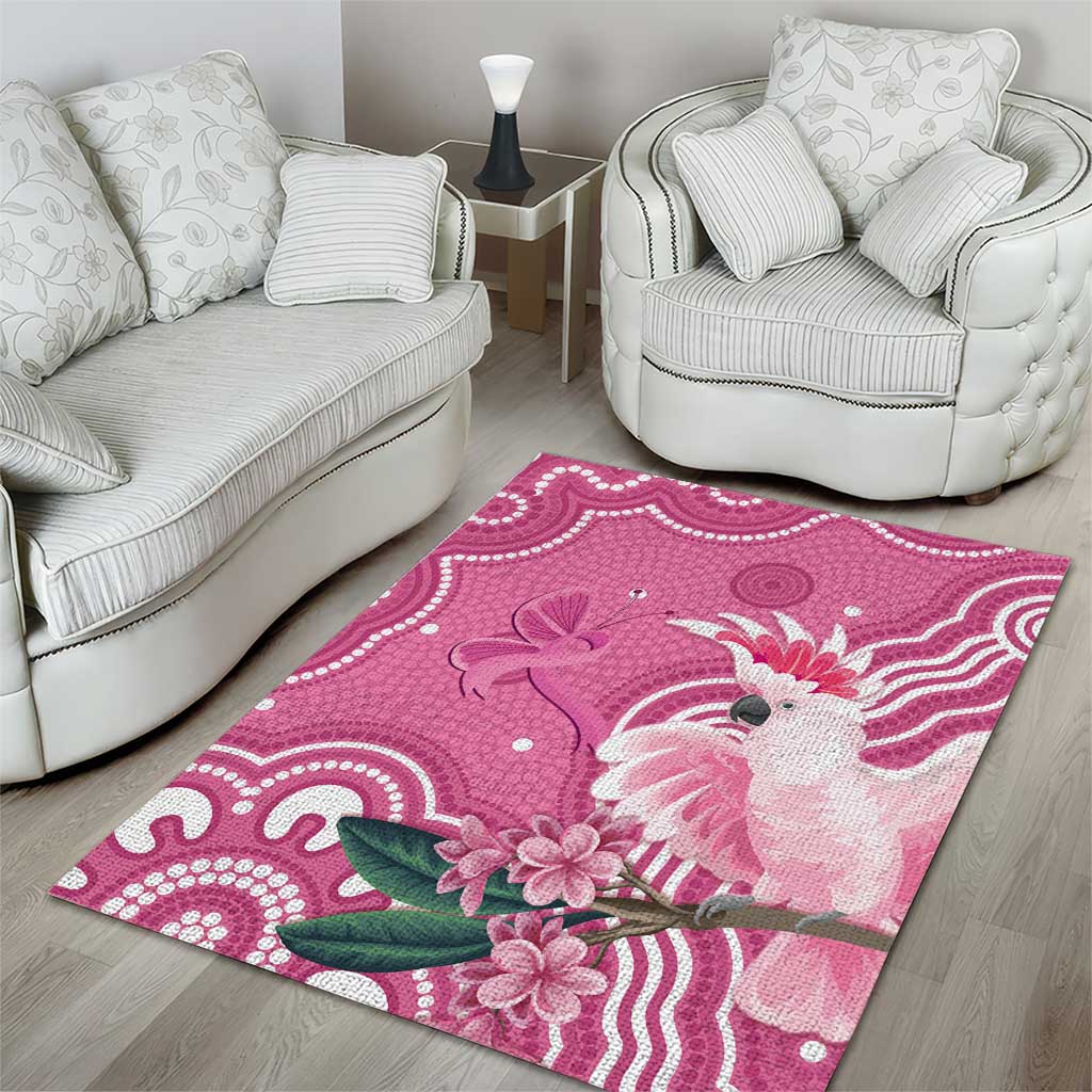 Australia Breast Cancer Awareness Area Rug Pink Cockatoo Ribbon Aboriginal Art - Aussie Hoodie