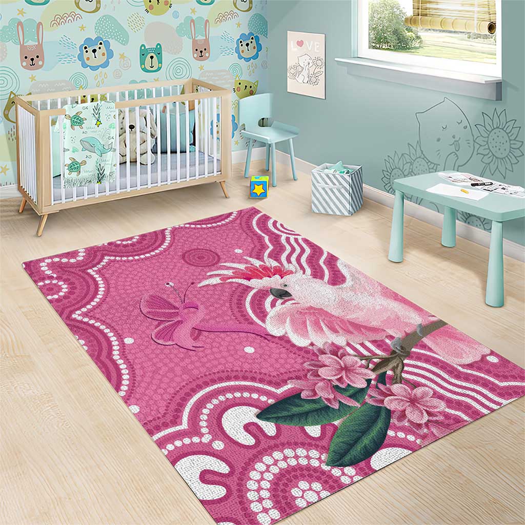 Australia Breast Cancer Awareness Area Rug Pink Cockatoo Ribbon Aboriginal Art - Aussie Hoodie