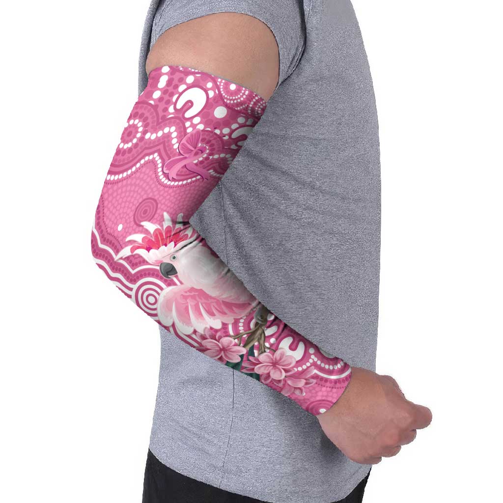 Australia Breast Cancer Awareness Arm Sleeves Pink Cockatoo Ribbon Aboriginal Art - Aussie Hoodie