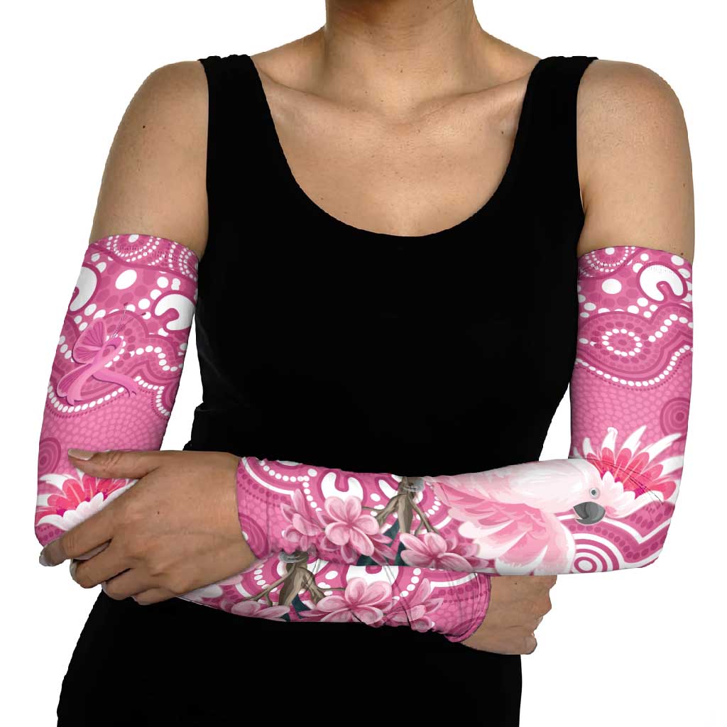 Australia Breast Cancer Awareness Arm Sleeves Pink Cockatoo Ribbon Aboriginal Art - Aussie Hoodie