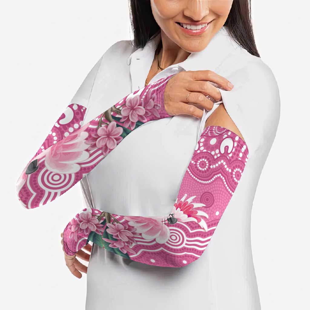 Australia Breast Cancer Awareness Arm Sleeves Pink Cockatoo Ribbon Aboriginal Art - Aussie Hoodie