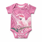 Australia Breast Cancer Awareness Baby Onesie Pink Cockatoo Ribbon Aboriginal Art