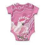 Australia Breast Cancer Awareness Baby Onesie Pink Cockatoo Ribbon Aboriginal Art