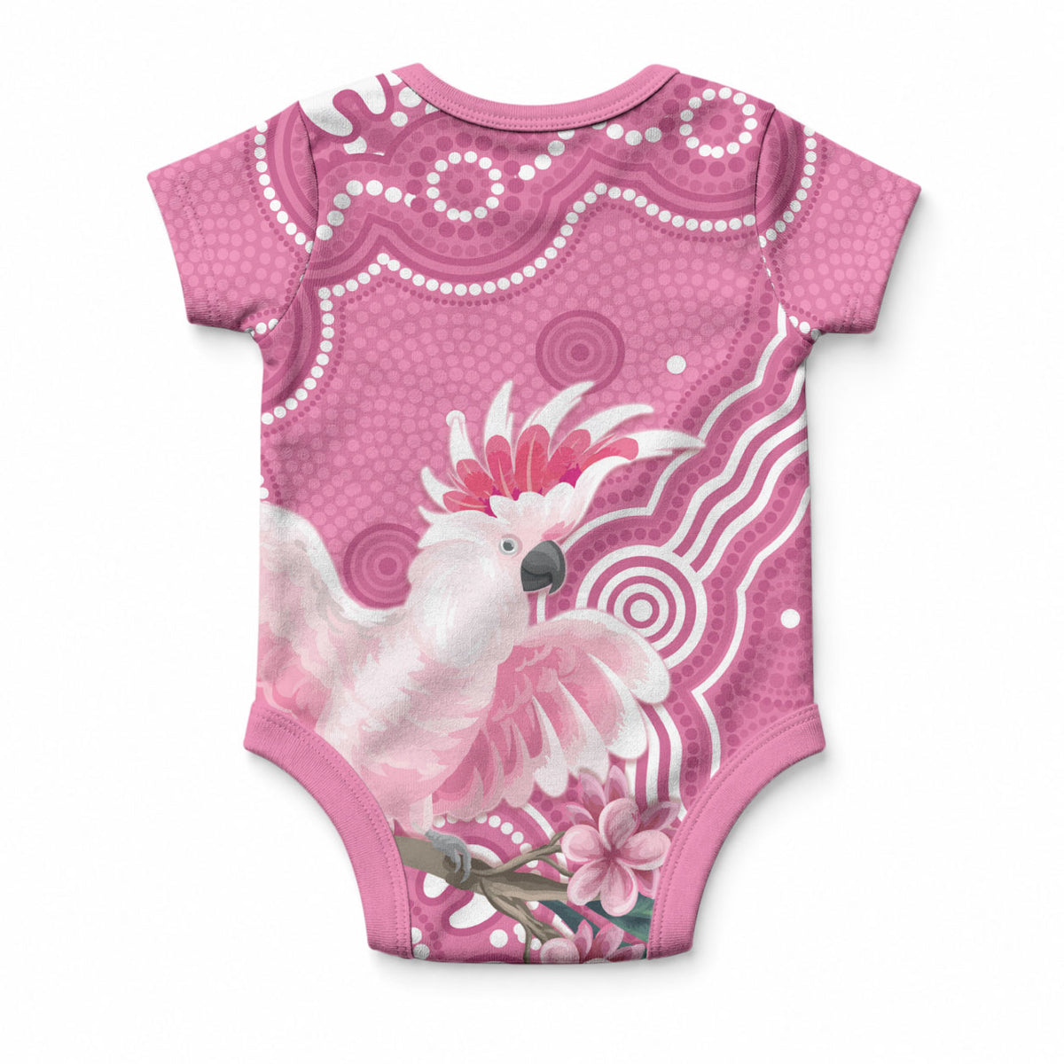 Australia Breast Cancer Awareness Baby Onesie Pink Cockatoo Ribbon Aboriginal Art