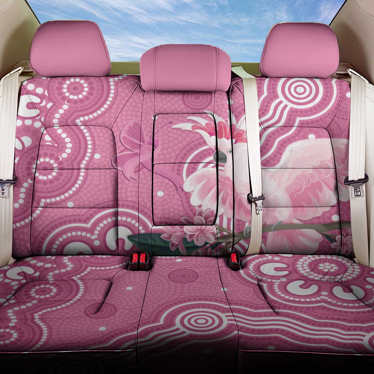 Australia Breast Cancer Awareness Back Car Seat Cover Pink Cockatoo Ribbon Aboriginal Art - Aussie Hoodie