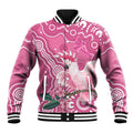 Australia Breast Cancer Awareness Baseball Jacket Pink Cockatoo Ribbon Aboriginal Art - Aussie Hoodie