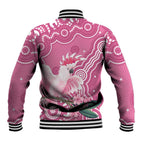 Australia Breast Cancer Awareness Baseball Jacket Pink Cockatoo Ribbon Aboriginal Art - Aussie Hoodie
