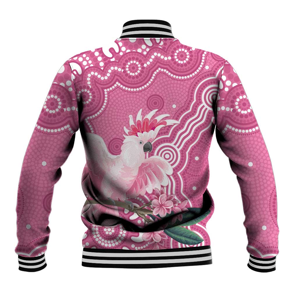 Australia Breast Cancer Awareness Baseball Jacket Pink Cockatoo Ribbon Aboriginal Art - Aussie Hoodie