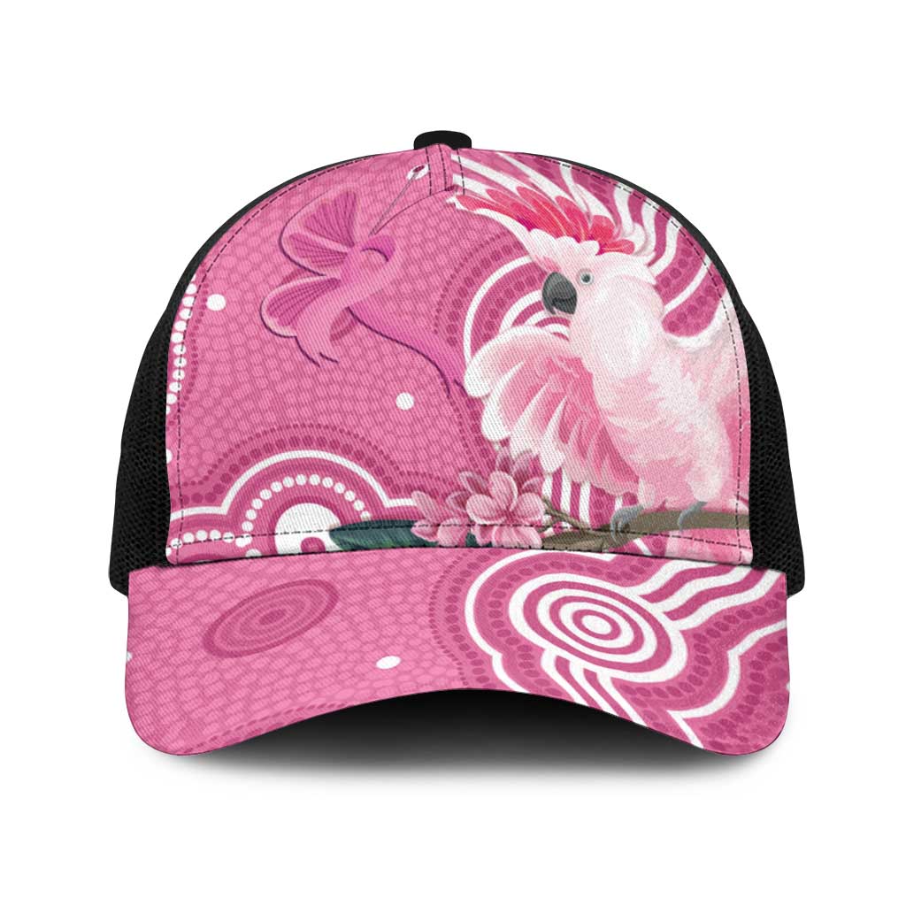 Australia Breast Cancer Awareness Baseball Net Cap Pink Cockatoo Ribbon Aboriginal Art - Aussie Hoodie