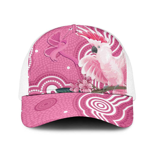 Australia Breast Cancer Awareness Baseball Net Cap Pink Cockatoo Ribbon Aboriginal Art - Aussie Hoodie