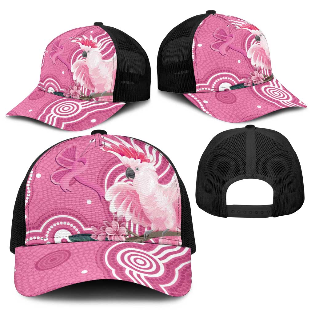 Australia Breast Cancer Awareness Baseball Net Cap Pink Cockatoo Ribbon Aboriginal Art - Aussie Hoodie