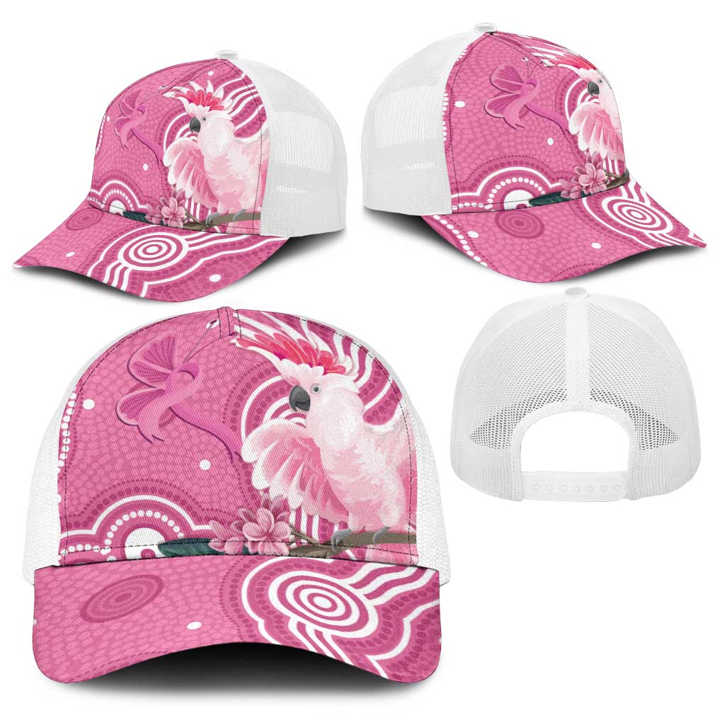 Australia Breast Cancer Awareness Baseball Net Cap Pink Cockatoo Ribbon Aboriginal Art - Aussie Hoodie