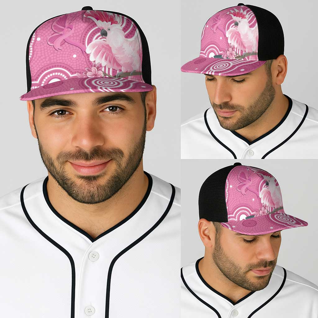 Australia Breast Cancer Awareness Baseball Net Cap Pink Cockatoo Ribbon Aboriginal Art - Aussie Hoodie