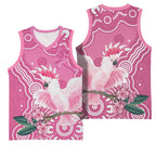 Australia Breast Cancer Awareness Basketball Jersey Pink Cockatoo Ribbon Aboriginal Art - Aussie Hoodie