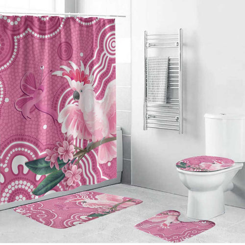 Australia Breast Cancer Awareness Bathroom Set Pink Cockatoo Ribbon Aboriginal Art - Aussie Hoodie
