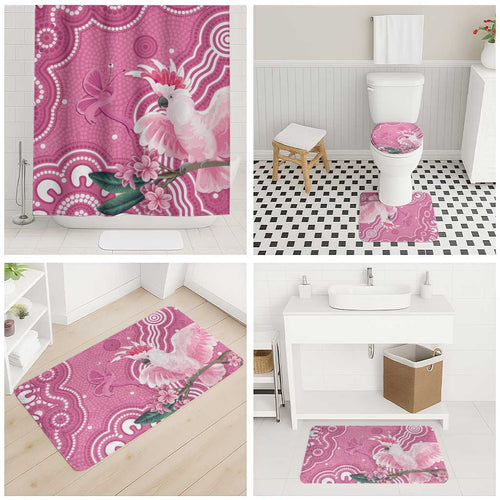Australia Breast Cancer Awareness Bathroom Set Pink Cockatoo Ribbon Aboriginal Art - Aussie Hoodie