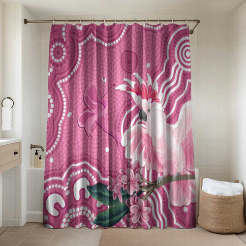 Australia Breast Cancer Awareness Bathroom Set Pink Cockatoo Ribbon Aboriginal Art - Aussie Hoodie
