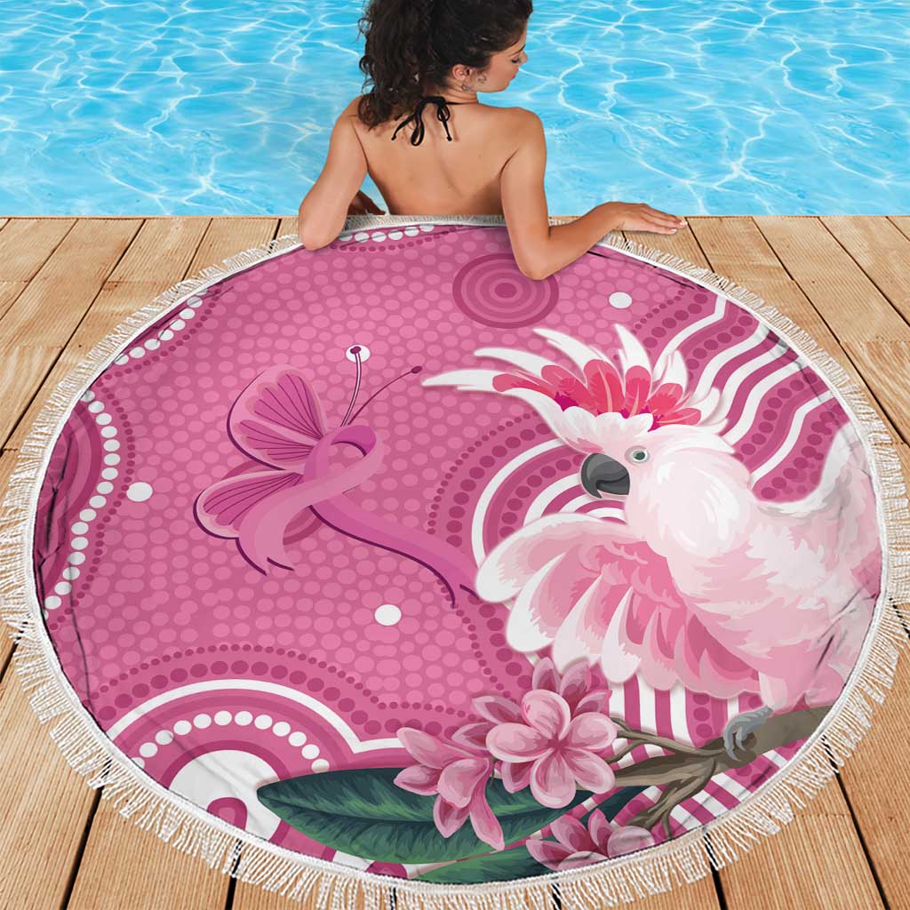 Australia Breast Cancer Awareness Beach Blanket Pink Cockatoo Ribbon Aboriginal Art - Aussie Hoodie