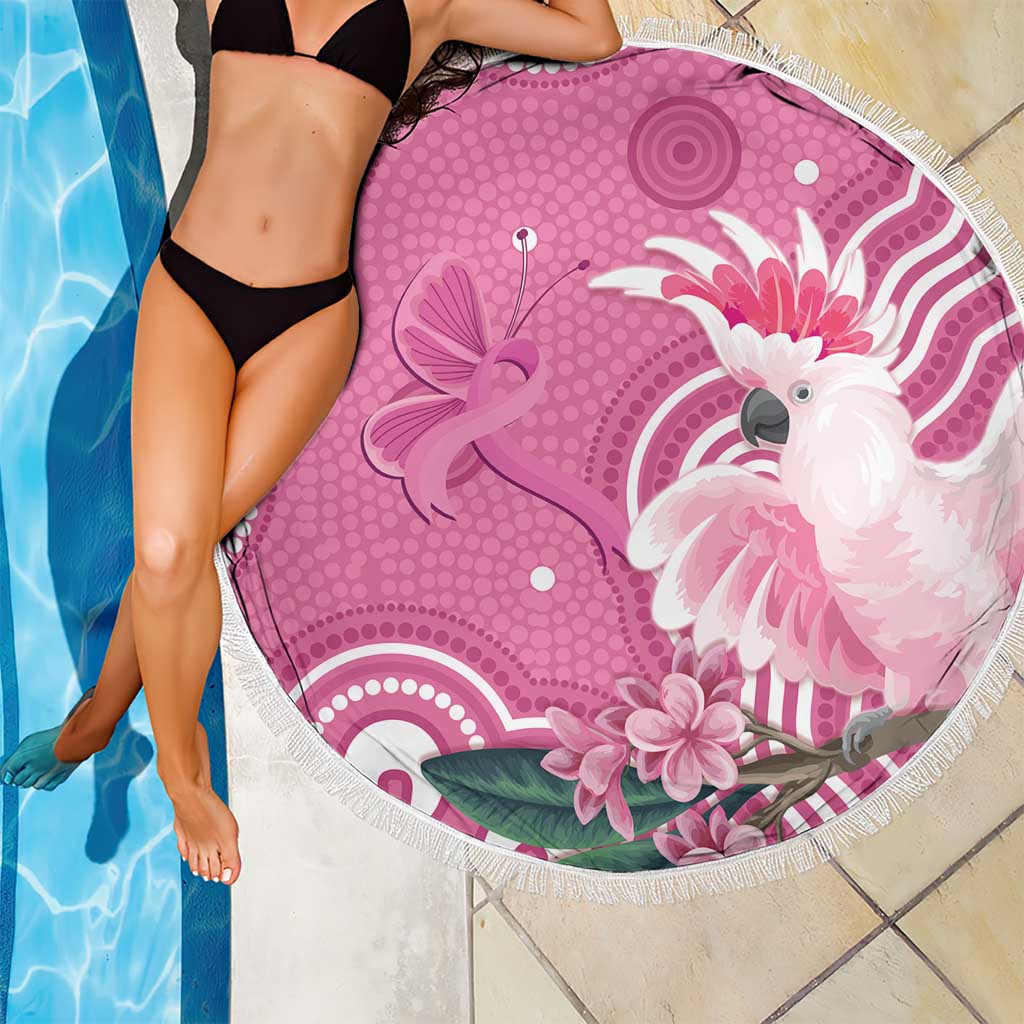 Australia Breast Cancer Awareness Beach Blanket Pink Cockatoo Ribbon Aboriginal Art - Aussie Hoodie