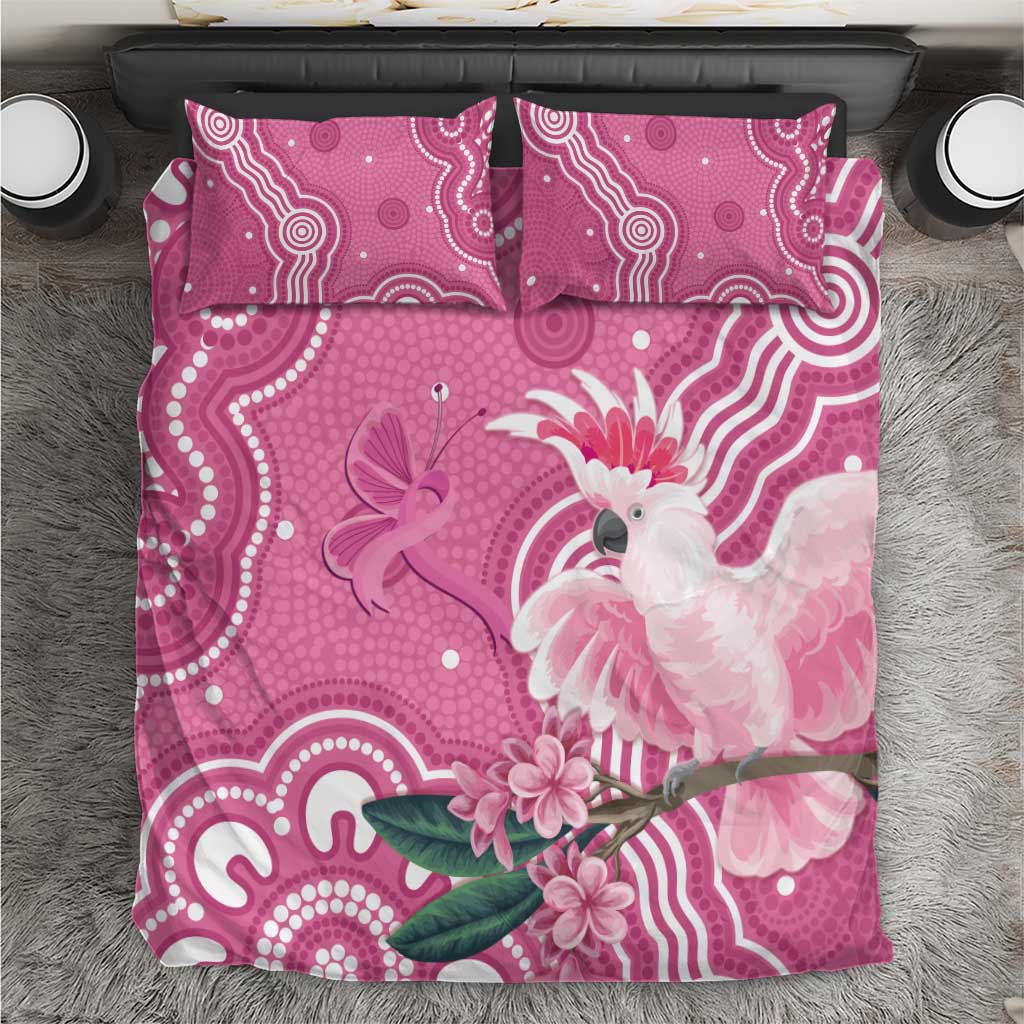 Australia Breast Cancer Awareness Bedding Set Pink Cockatoo Ribbon Aboriginal Art - Aussie Hoodie