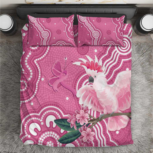 Australia Breast Cancer Awareness Bedding Set Pink Cockatoo Ribbon Aboriginal Art - Aussie Hoodie