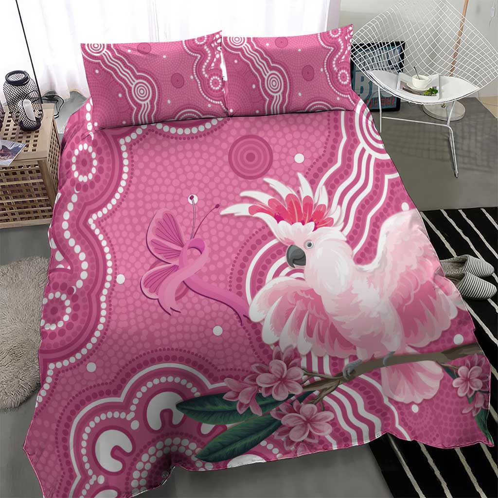 Australia Breast Cancer Awareness Bedding Set Pink Cockatoo Ribbon Aboriginal Art - Aussie Hoodie