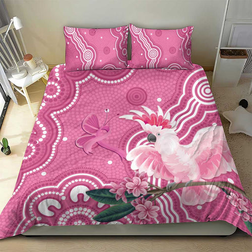 Australia Breast Cancer Awareness Bedding Set Pink Cockatoo Ribbon Aboriginal Art - Aussie Hoodie