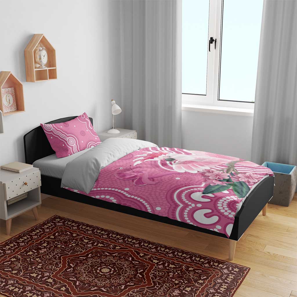 Australia Breast Cancer Awareness Bedding Set Pink Cockatoo Ribbon Aboriginal Art - Aussie Hoodie