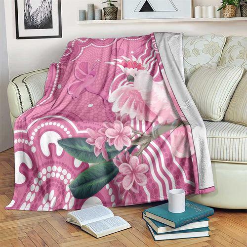 Australia Breast Cancer Awareness Blanket Pink Cockatoo Ribbon Aboriginal Art - Aussie Hoodie