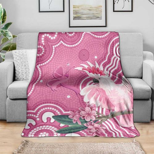 Australia Breast Cancer Awareness Blanket Pink Cockatoo Ribbon Aboriginal Art - Aussie Hoodie