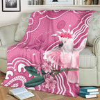 Australia Breast Cancer Awareness Blanket Pink Cockatoo Ribbon Aboriginal Art - Aussie Hoodie