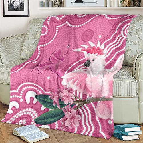 Australia Breast Cancer Awareness Blanket Pink Cockatoo Ribbon Aboriginal Art - Aussie Hoodie