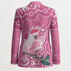 Australia Breast Cancer Awareness Blazer Pink Cockatoo Ribbon Aboriginal Art - Aussie Hoodie