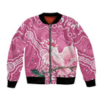 Australia Breast Cancer Awareness Bomber Jacket Pink Cockatoo Ribbon Aboriginal Art - Aussie Hoodie