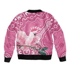 Australia Breast Cancer Awareness Bomber Jacket Pink Cockatoo Ribbon Aboriginal Art - Aussie Hoodie