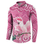 Australia Breast Cancer Awareness Button Sweatshirt Pink Cockatoo Ribbon Aboriginal Art - Aussie Hoodie