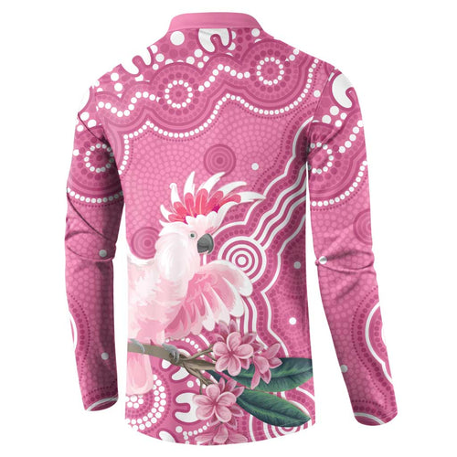 Australia Breast Cancer Awareness Button Sweatshirt Pink Cockatoo Ribbon Aboriginal Art - Aussie Hoodie