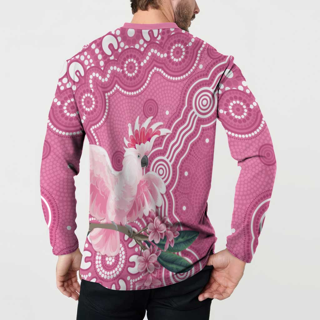 Australia Breast Cancer Awareness Button Sweatshirt Pink Cockatoo Ribbon Aboriginal Art - Aussie Hoodie