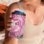 Australia Breast Cancer Awareness 4 in 1 Can Cooler Tumbler Pink Cockatoo Ribbon Aboriginal Art - Aussie Hoodie