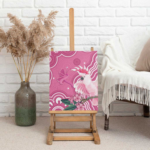Australia Breast Cancer Awareness Canvas Wall Art Pink Cockatoo Ribbon Aboriginal Art - Aussie Hoodie