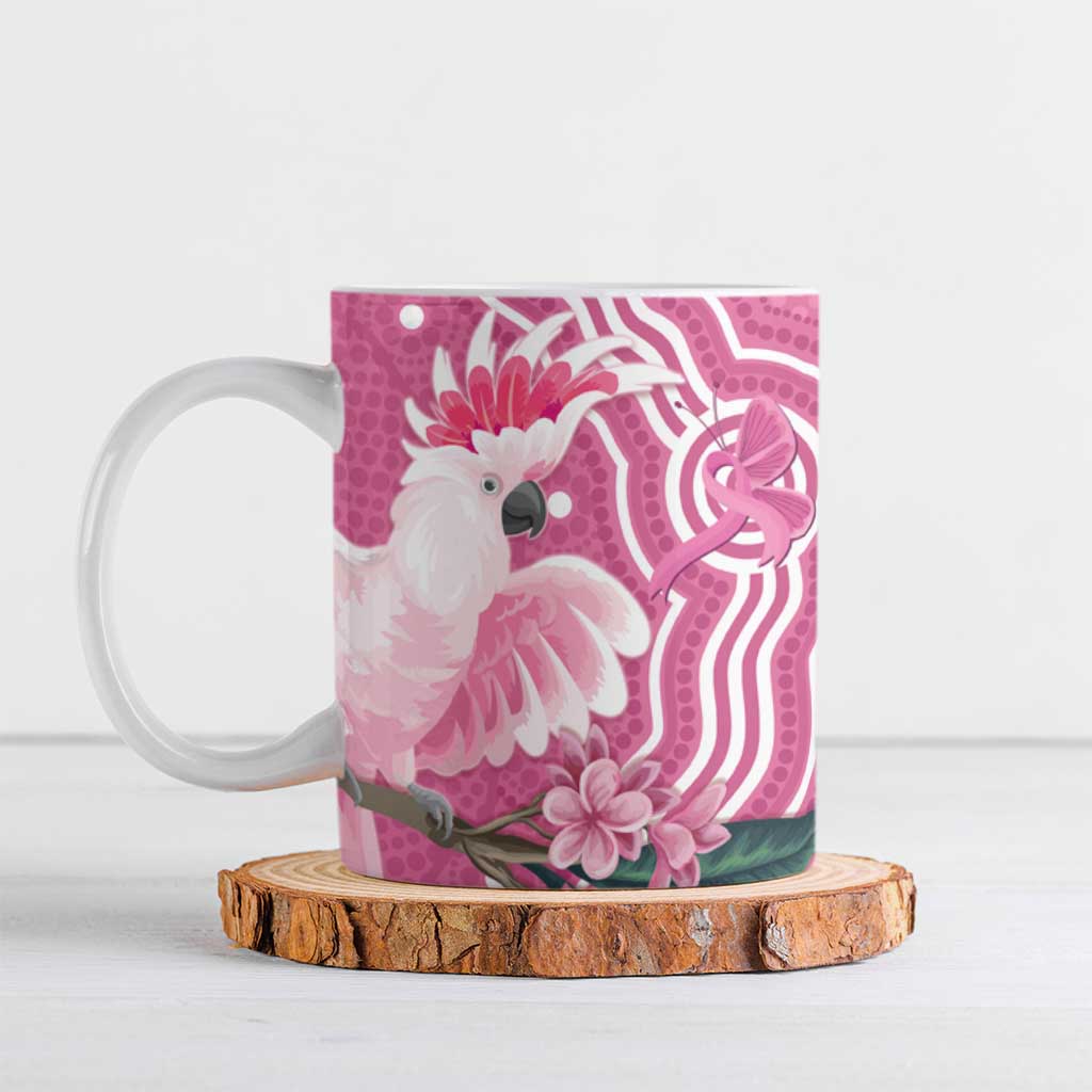 Australia Breast Cancer Awareness Ceramic Mug Pink Cockatoo Ribbon Aboriginal Art - Aussie Hoodie