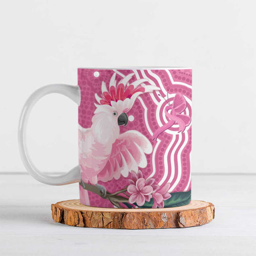 Australia Breast Cancer Awareness Ceramic Mug Pink Cockatoo Ribbon Aboriginal Art - Aussie Hoodie