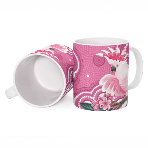 Australia Breast Cancer Awareness Ceramic Mug Pink Cockatoo Ribbon Aboriginal Art - Aussie Hoodie