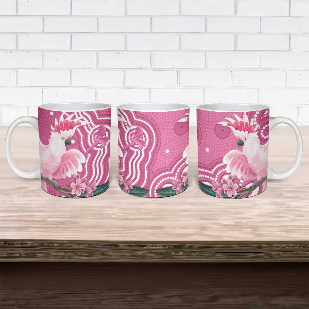 Australia Breast Cancer Awareness Ceramic Mug Pink Cockatoo Ribbon Aboriginal Art - Aussie Hoodie