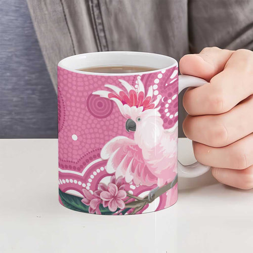 Australia Breast Cancer Awareness Ceramic Mug Pink Cockatoo Ribbon Aboriginal Art - Aussie Hoodie