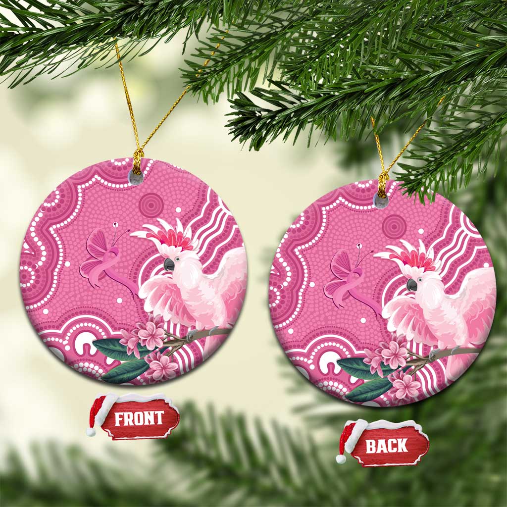 Australia Breast Cancer Awareness Ceramic Ornament Pink Cockatoo Ribbon Aboriginal Art - Aussie Hoodie