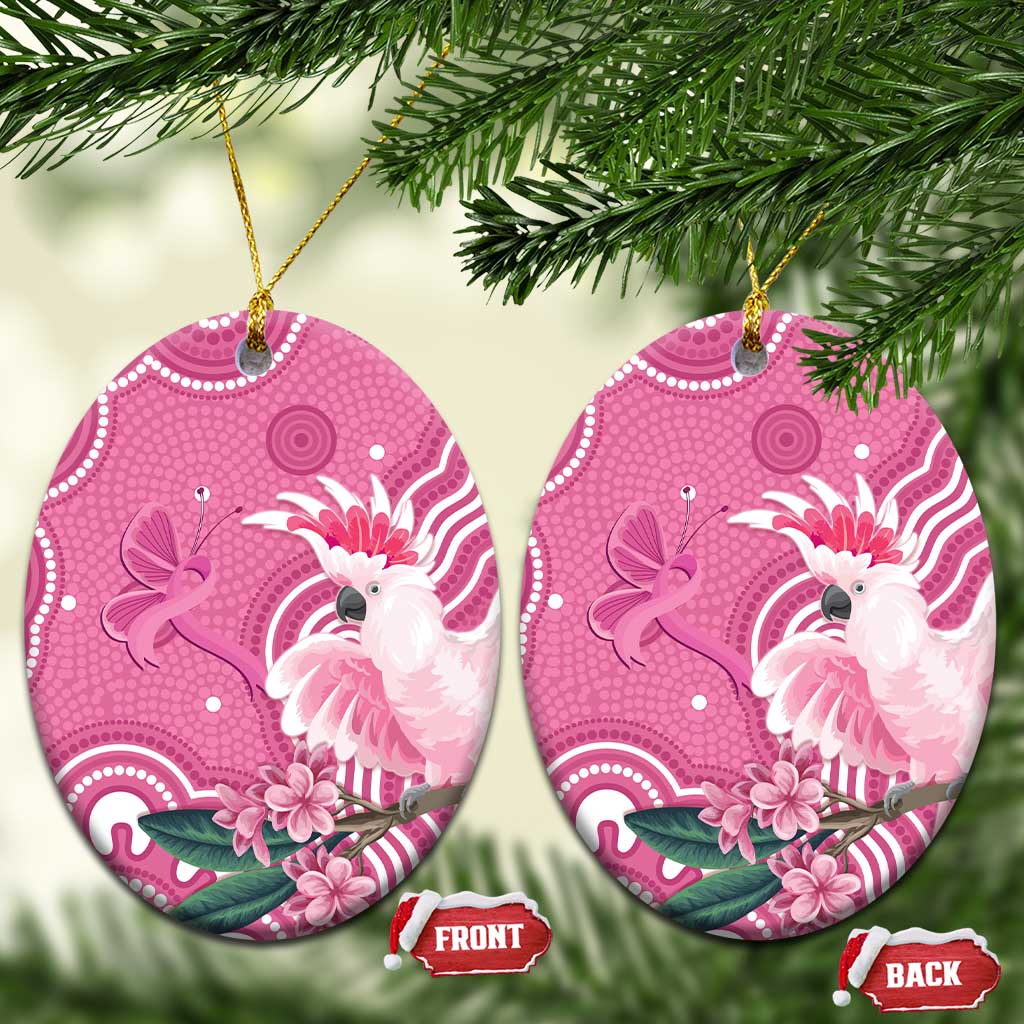 Australia Breast Cancer Awareness Ceramic Ornament Pink Cockatoo Ribbon Aboriginal Art - Aussie Hoodie
