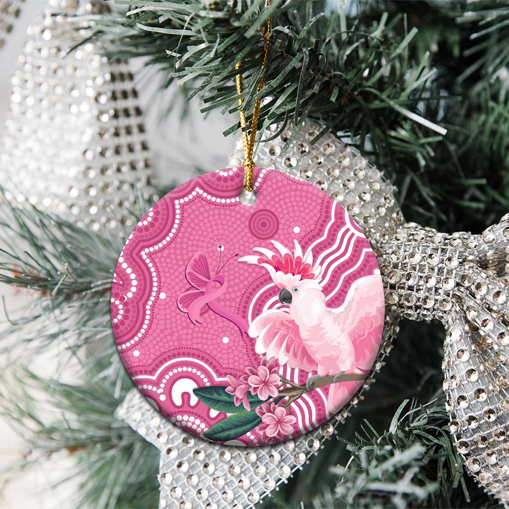 Australia Breast Cancer Awareness Ceramic Ornament Pink Cockatoo Ribbon Aboriginal Art - Aussie Hoodie