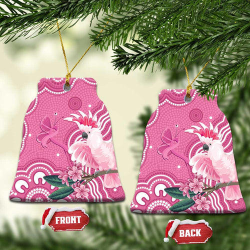 Australia Breast Cancer Awareness Ceramic Ornament Pink Cockatoo Ribbon Aboriginal Art - Aussie Hoodie
